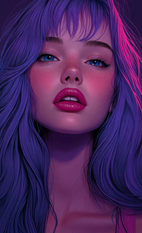赛博朋克风紫发长发人物 高人气手机竖屏壁纸