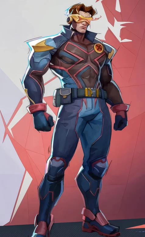 镭射眼·战斗装束 漫威X战警动漫插画风 热血手机壁纸