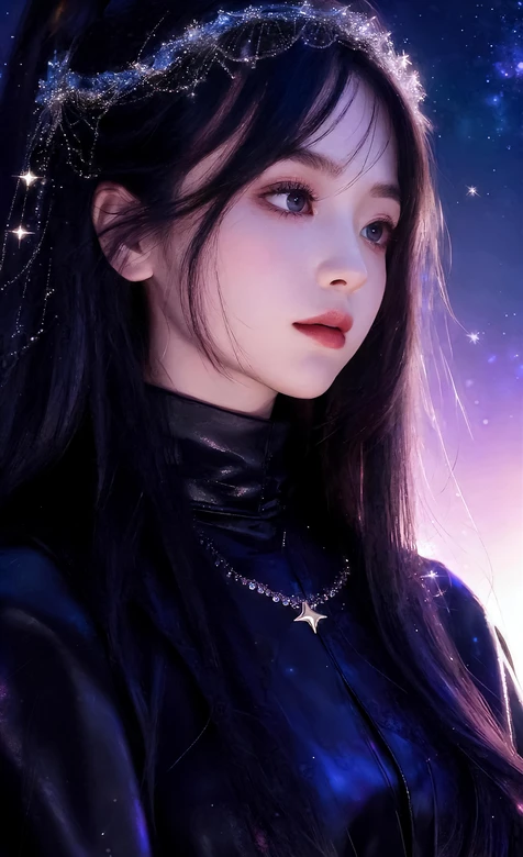 暗黑星空少女·星饰皮衣 原创唯美 高人气竖屏壁纸