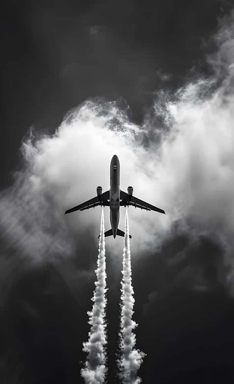 飞机穿云起航·暗黑系工业风 高热度航空壁纸