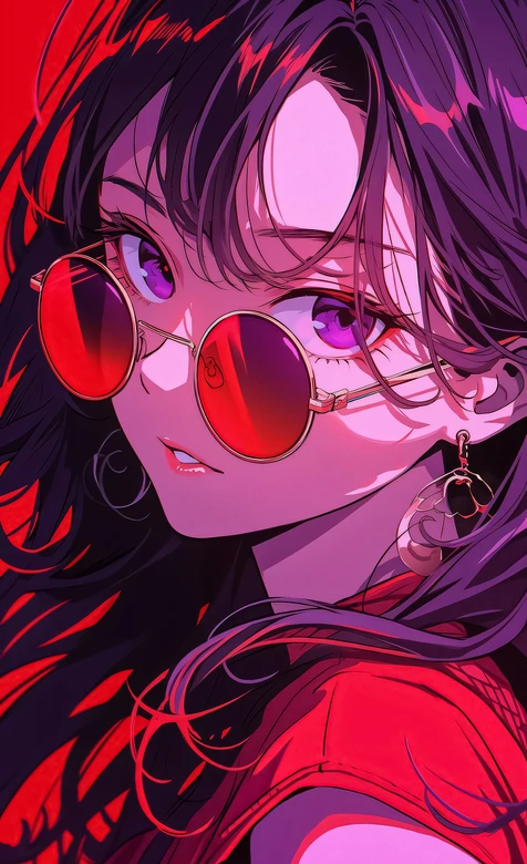 酷飒少女·红镜紫眸暗黑风 高热度竖屏壁纸