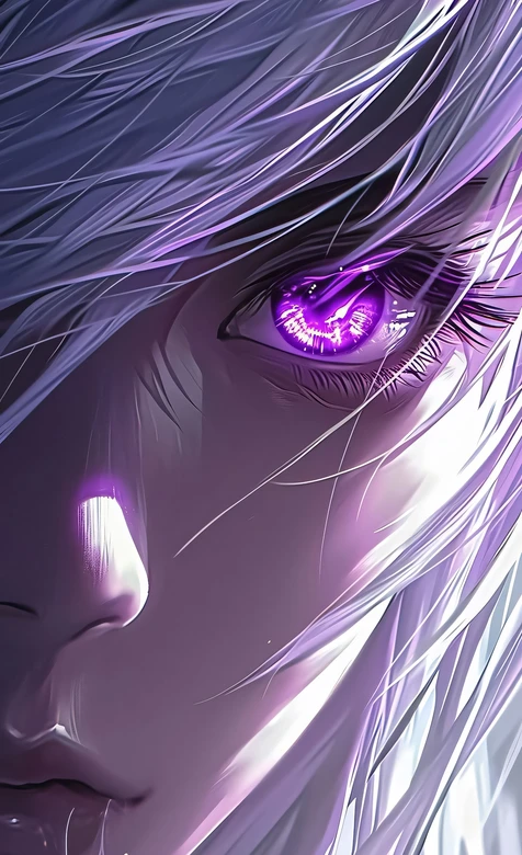 二次元紫瞳银发角色·唯美光影风动漫壁纸（高人气手机壁纸）
