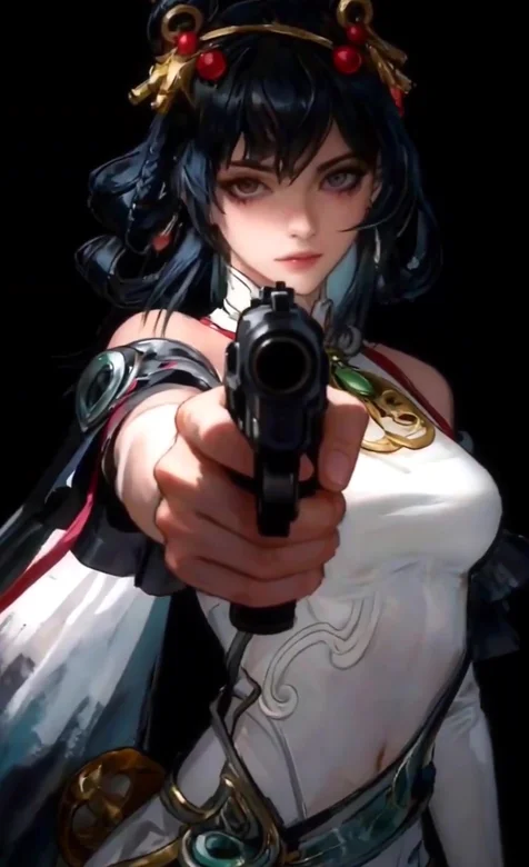 赛博古风持枪旗袍少女·国风 热门动态壁纸