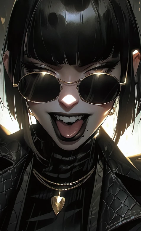 暗黑动漫风酷飒少女·黑金穿搭 手机壁纸