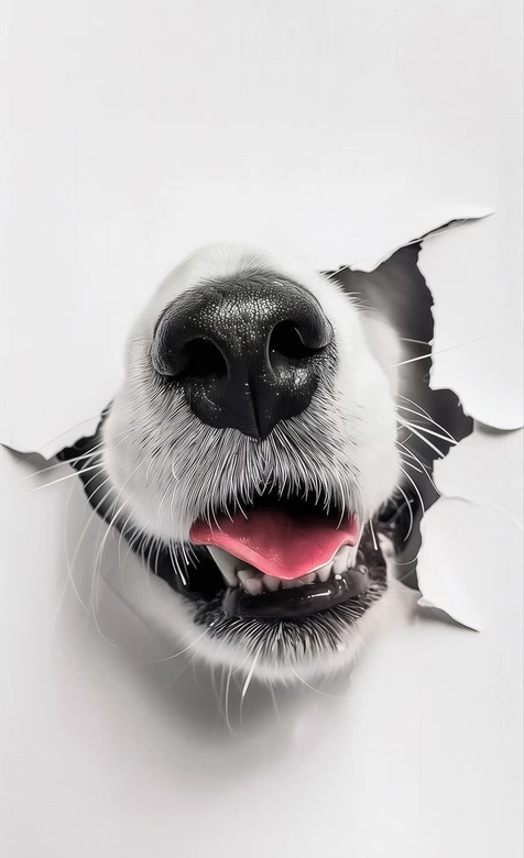 狗狗·写实创意破纸探脸 萌宠趣味破纸手机壁纸