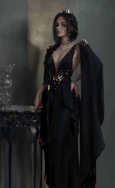 暗黑贵女·黑金礼服皇冠 写实风 热门手机壁纸