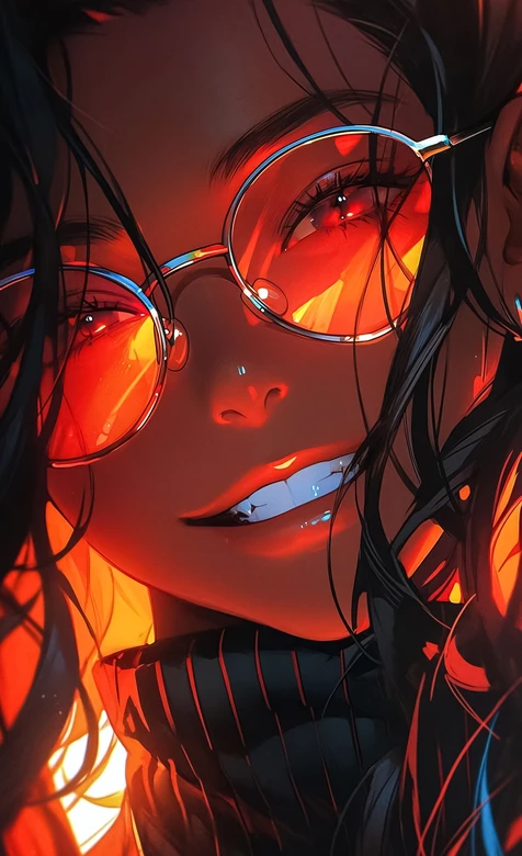 暗黑酷感少女·红镜反光 高人气潮流手机壁纸