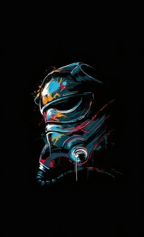 赛博朋克涂鸦头盔·暗黑艺术潮流手机壁纸