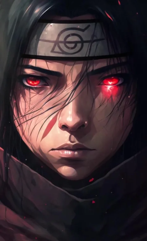 宇智波鼬·写轮眼燃血 暗黑写实火影忍者动态手机壁纸