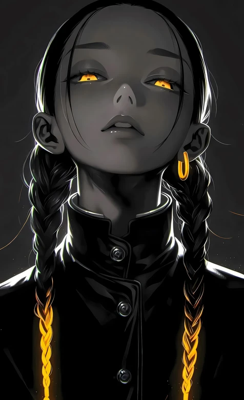 暗黑双辫少女·黄瞳燃光 二次元暗黑风 暗黑动漫壁纸