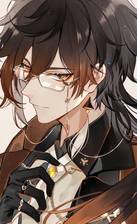 钟离·儒雅眼镜 原神国漫精致风手机壁纸（热门角色向）