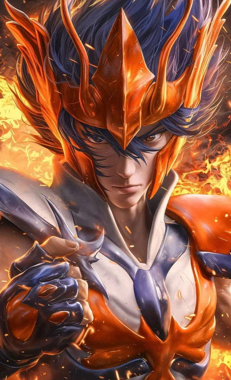 凤凰座一辉·火焰铠甲 圣斗士星矢写实热血动漫壁纸