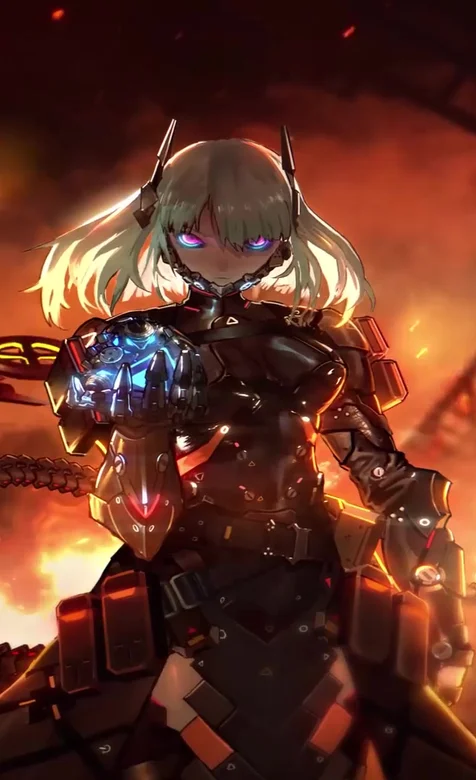 机械战甲少女·蓝光机械臂 赛博朋克暗黑动态壁纸