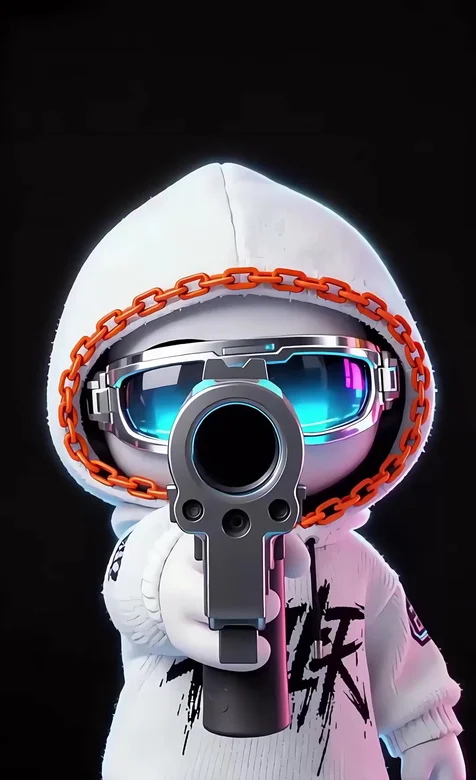 赛博国潮潮酷人偶·连帽橙链护目镜·动态手机壁纸