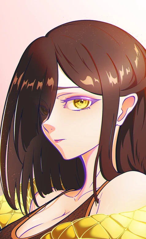 国漫风黄瞳长发少女·金色鳞纹 高人气二次元壁纸