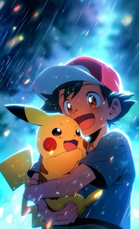 小智怀抱皮卡丘 宝可梦唯美治愈系手机壁纸