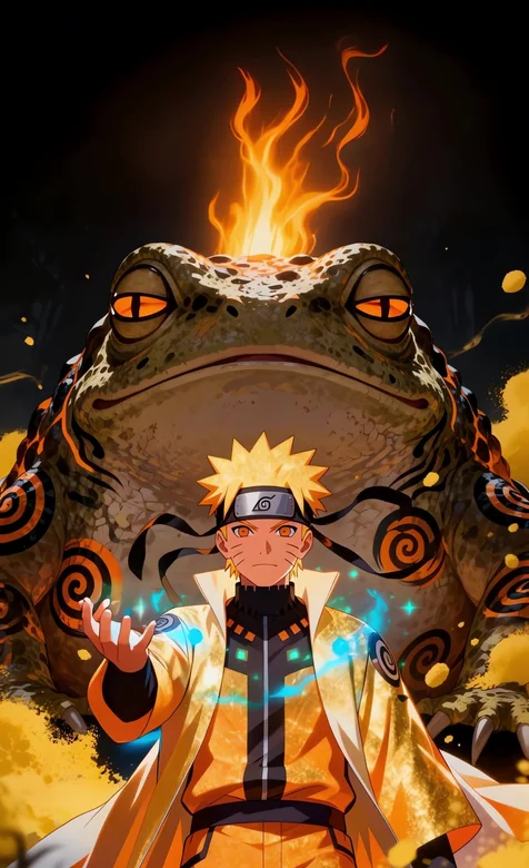漩涡鸣人·仙人模式 通灵兽蛤蟆 火影忍者动漫热血风动态手机壁纸