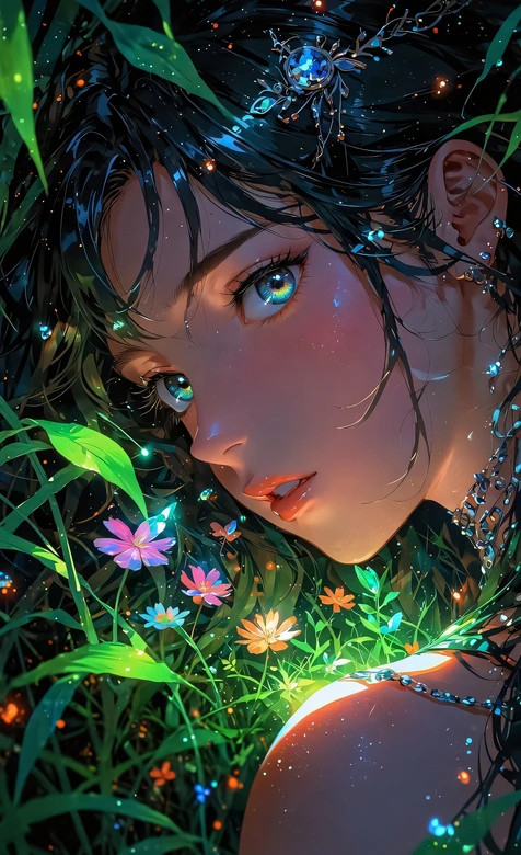 神秘少女·流光光斑环绕 二次元唯美风 高人气手机壁纸