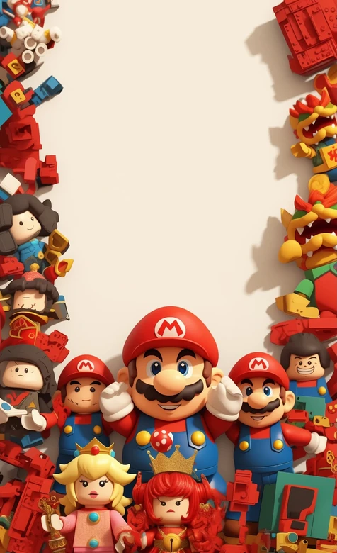 乐高风超级马里奥&国风角色 超级马里奥创意壁纸