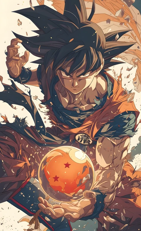 孙悟空·龙珠紧握 热血动漫风格 龙珠经典战斗场景手机壁纸