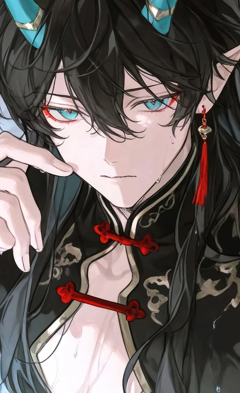 国风俊美角系少年·黑衫红饰 热门手机壁纸