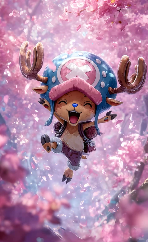 托尼托尼·乔巴 樱花秘境 航海王治愈风手机壁纸