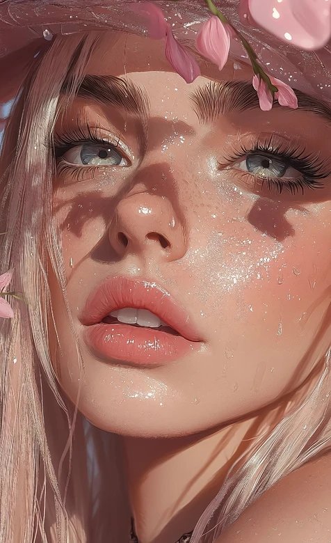 花漾亮片少女·唯美写实CG风 清新氛围感手机壁纸