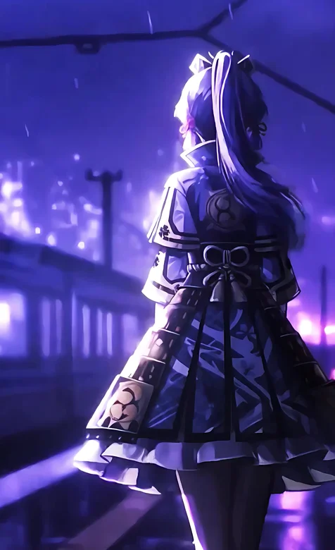 神里绫华·雨夜列车 赛博国风原神动态壁纸 二次元高人气