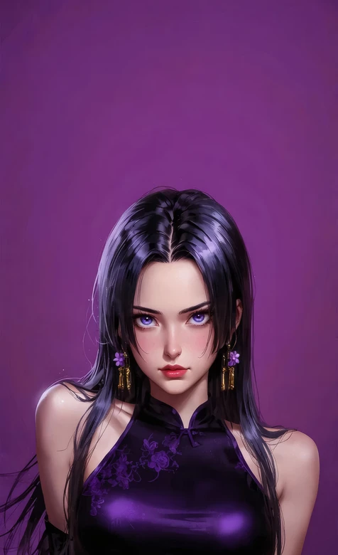 黑长发紫瞳 波雅・汉库克·国风旗袍写实风 高清手机壁纸