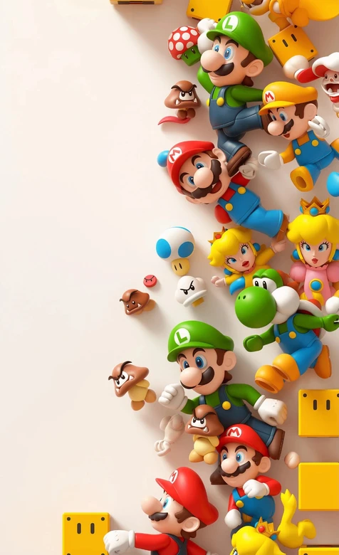 超级马里奥角色群像·卡通拟真风 游戏经典元素壁纸