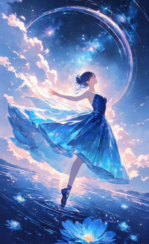 芭蕾少女·星河舞裙 唯美二次元水莲场景（高赞手机壁纸）