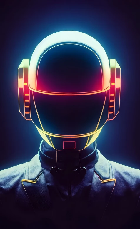 赛博朋克风头盔·霓虹光影交织 未来科技感手机竖屏壁纸