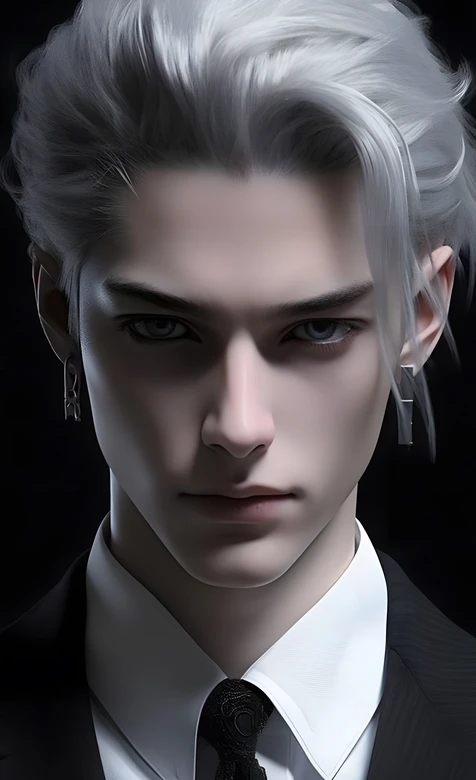 银发帅哥·暗黑写实风·原创CG形象 高质感男性角色壁纸