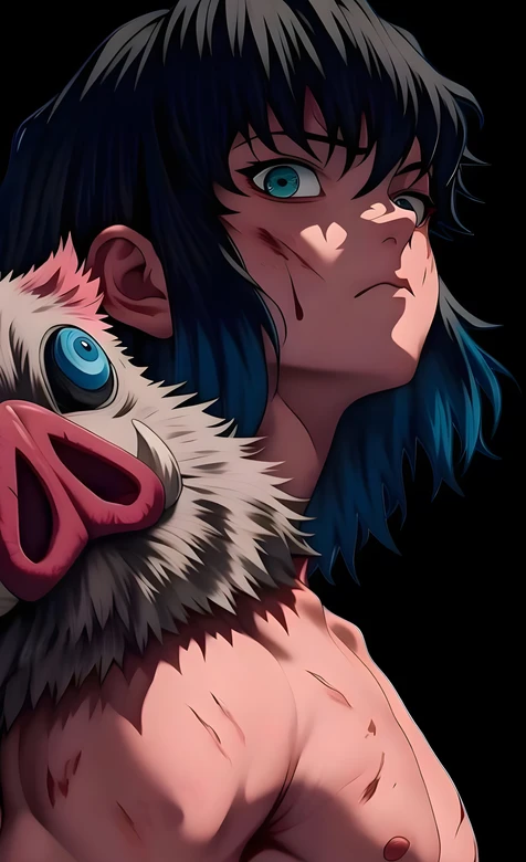 嘴平伊之助·猪脸头套 鬼灭之刃暗黑动漫壁纸