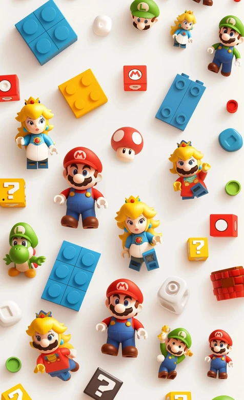 超级马里奥角色卡通拟物风 超级马里奥游戏手机壁纸