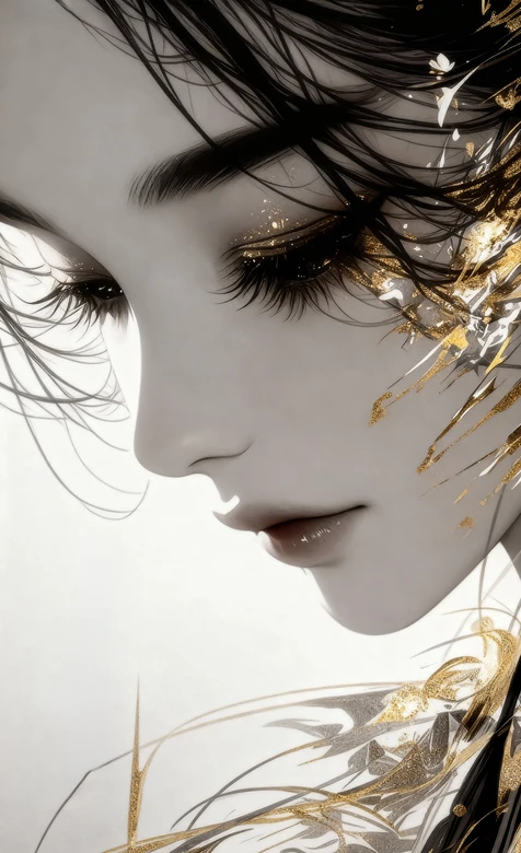 古风艺术女性·黑金描金唯美国风插画壁纸