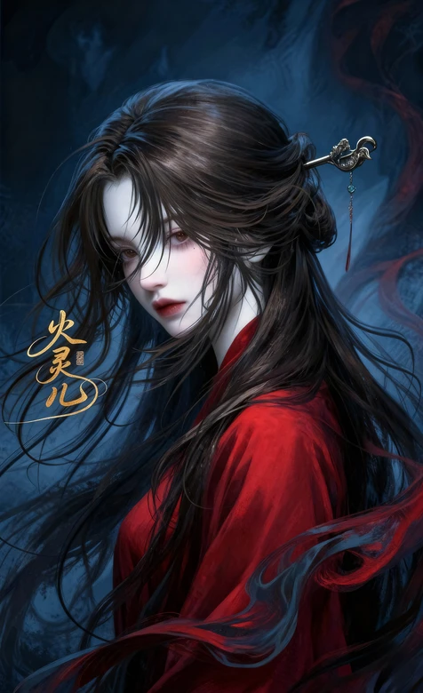 火灵儿·红衣长发 国风暗黑唯美 完美世界国漫壁纸