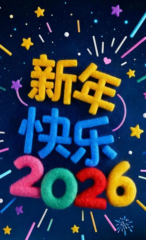 2026新年快乐·立体毛绒风 新年主题创意壁纸