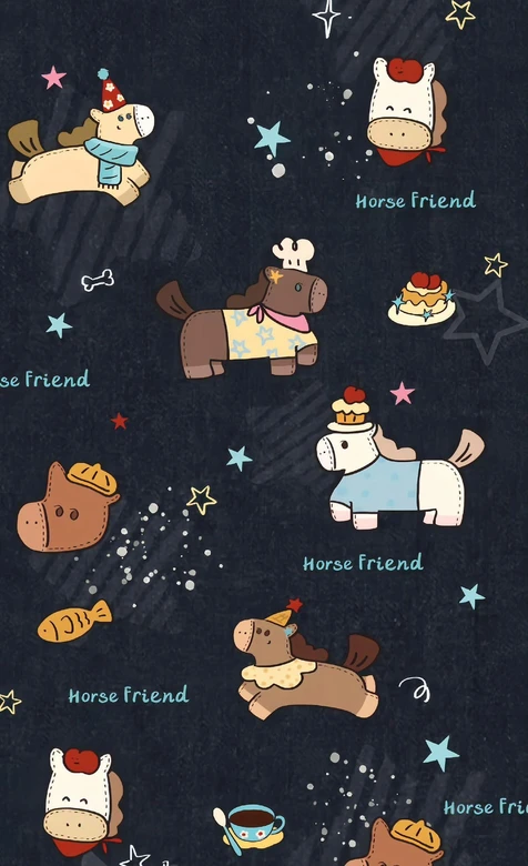 卡通小马Horse Friend·童趣萌系（BAJULING STUDIO）治愈风马年手机壁纸