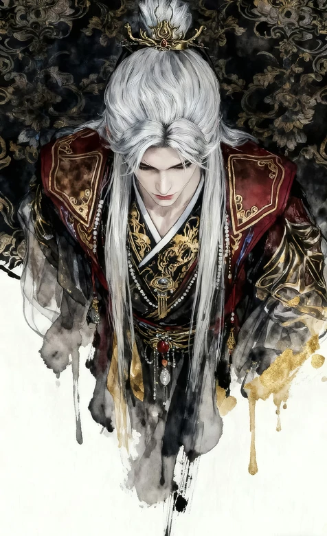 古风白发华贵帅哥`王林·国风水墨冷峻精美手机壁纸精选