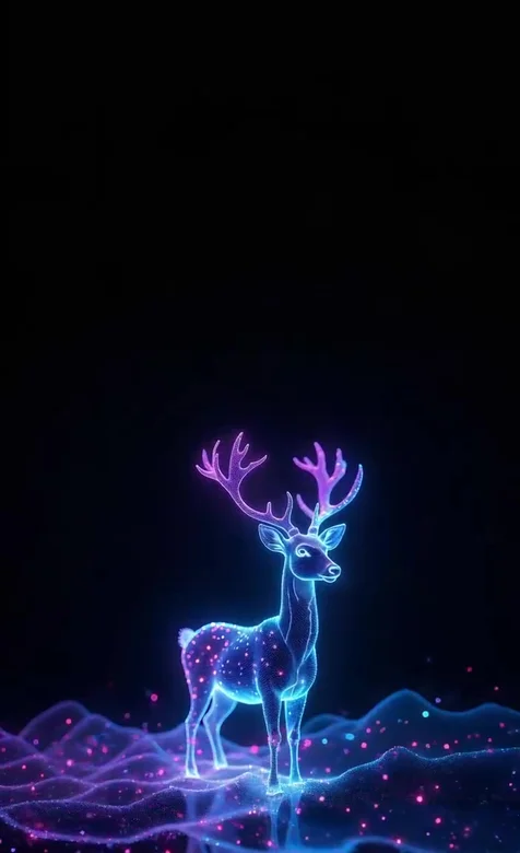 霓虹炫光粒子鹿·赛博朋克风动态手机壁纸推荐
