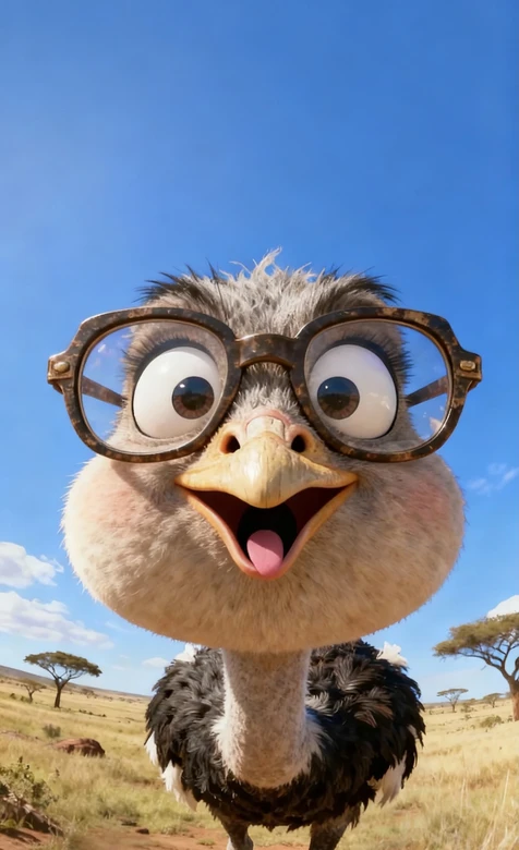 萌系写实戴眼镜卡通鸵鸟·非洲草原手机壁纸热榜