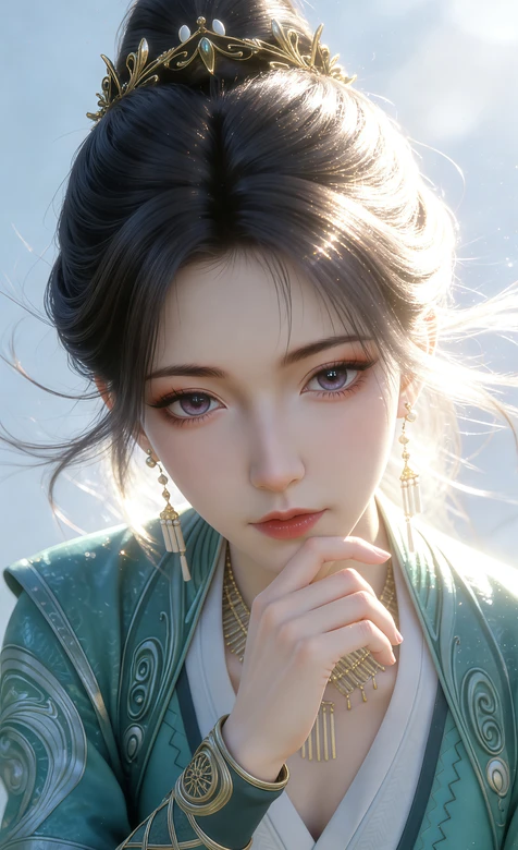 慕沛灵·绿衣金饰 唯美国漫游戏壁纸 古风手机壁纸