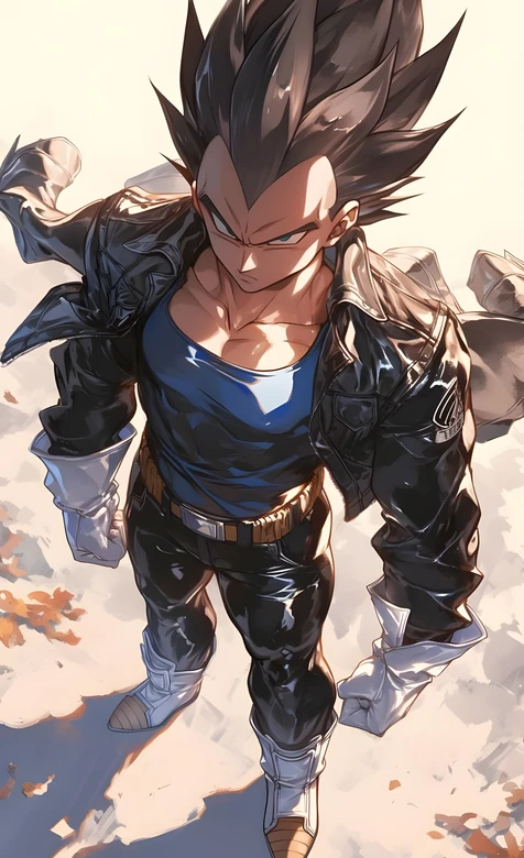 贝吉塔·酷炫皮衣 二次元写实风龙珠动漫热血壁纸