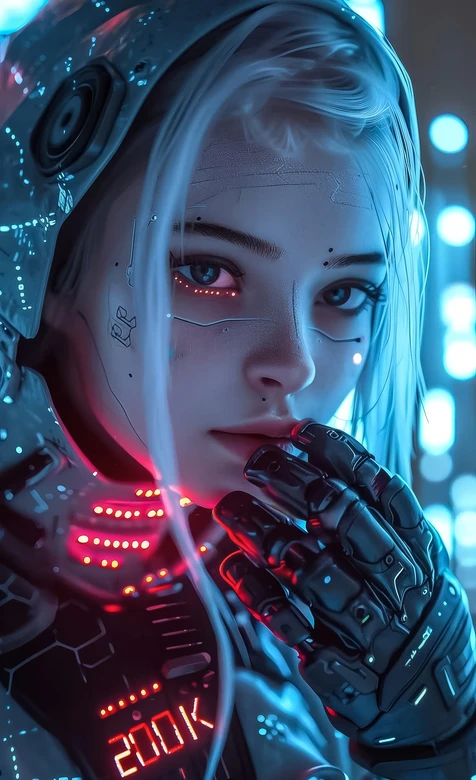 赛博朋克机械少女·霓虹科技风 赛博朋克手机壁纸