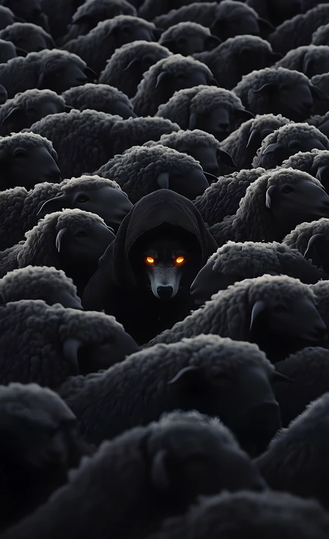 黑袍红眼狼匿黑羊群·暗黑系手机壁纸
