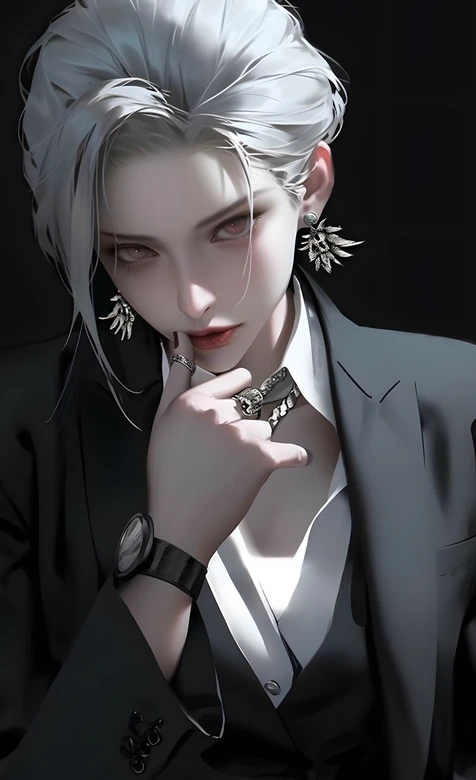 银发西装帅哥·暗黑冷峻风原创CG 禁欲系职场精英手机壁纸