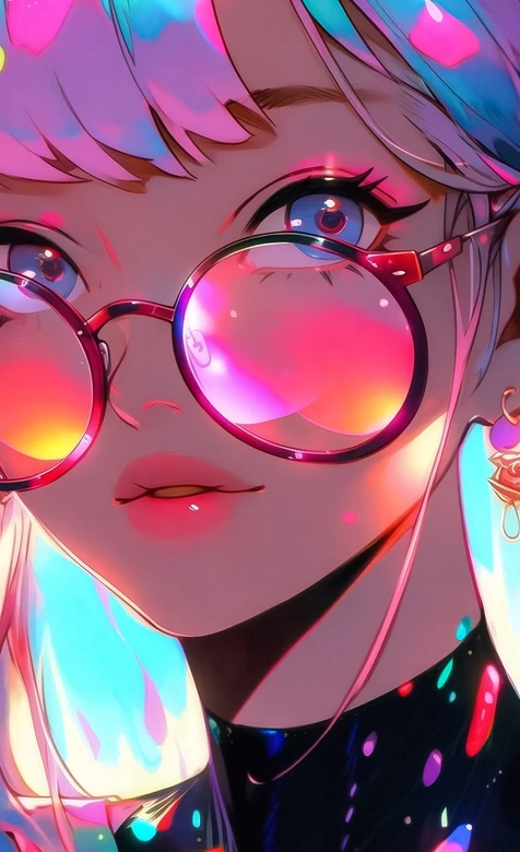 赛博朋克炫彩二次元少女·原创插画 高饱和霓虹手机壁纸