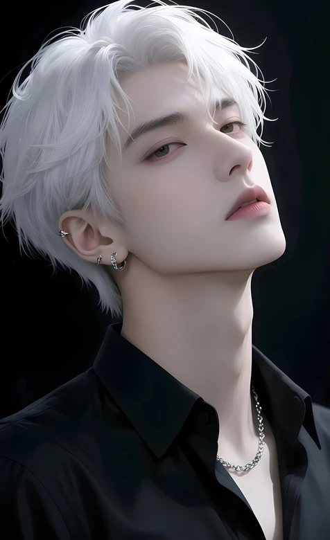 银发冷感帅哥·暗黑写实风 原创手绘型男壁纸