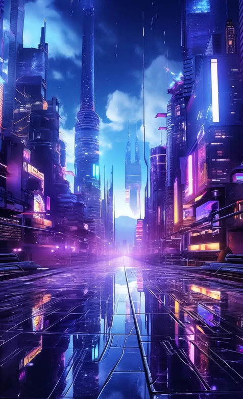 赛博朋克未来都市·霓虹光影科技感手机壁纸